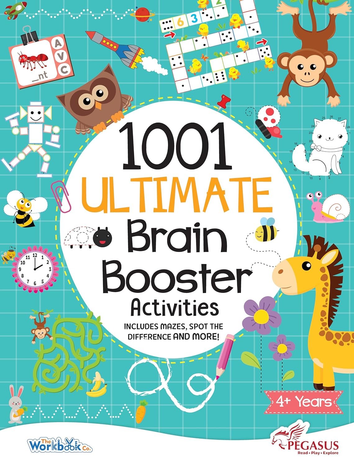1001 Ultimate Brain Booster Activities for 4+ Years Old Kids |Enhance the Child Mind with Cognitive Excellence with Interactive Activity Book Paperback – Sticker Book, 1 August 2021 by Team Pegasus